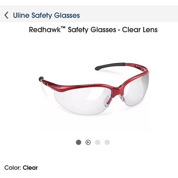 New Uline Redhawk Safety Glasses w/Clear Lens Red Frame - Picture 3 of 5